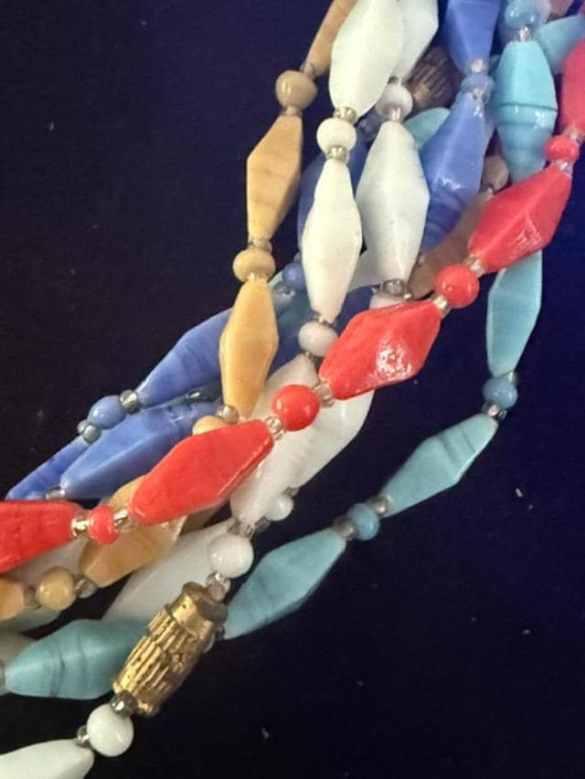 Set of 12 Vintage 1960s India Glass Bead Necklaces Multicolor Original Tag