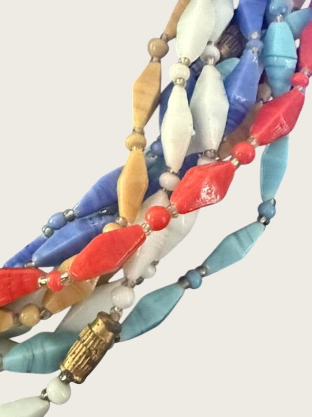 Set of 12 Vintage 1960s India Glass Bead Necklaces Multicolor Original Tag