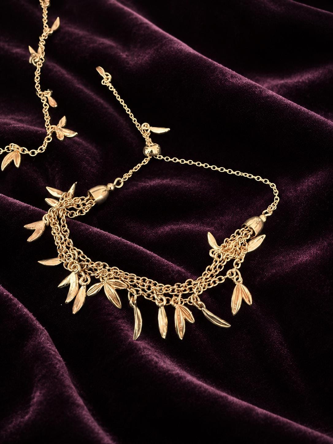 Vintage Givenchy GV9 GoldTone Leaf Necklace & Bracelet Set  1990s Designer Jewelry