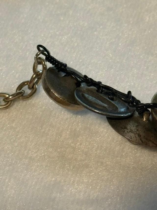 OOAK Handmade Vintage Repurposed Button Statement Necklace Mixed Metal Assemblage 21 Inch