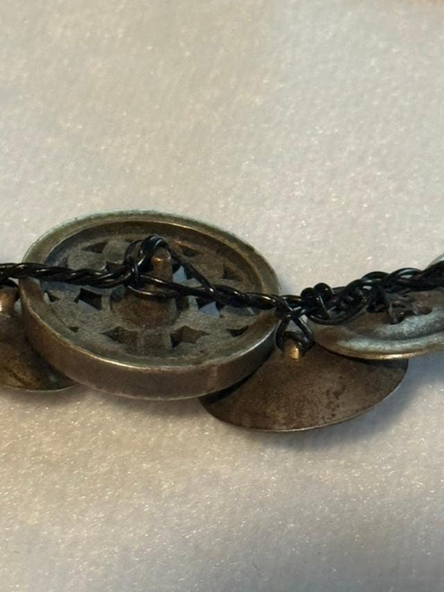OOAK Handmade Vintage Repurposed Button Statement Necklace Mixed Metal Assemblage 21 Inch