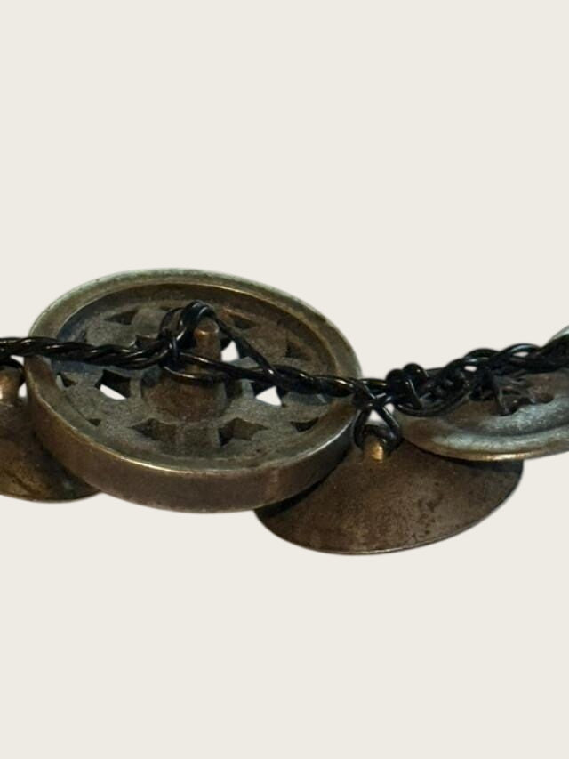 OOAK Handmade Vintage Repurposed Button Statement Necklace Mixed Metal Assemblage 21 Inch