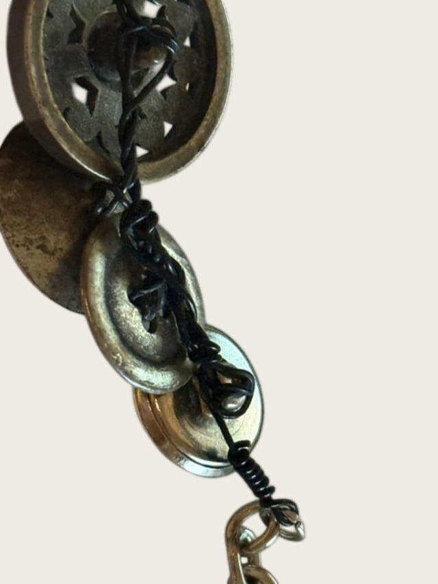 OOAK Handmade Vintage Repurposed Button Statement Necklace Mixed Metal Assemblage 21 Inch