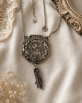 Vintage Lisner Lion Phoenix Heraldic Medallion Tassel Necklace