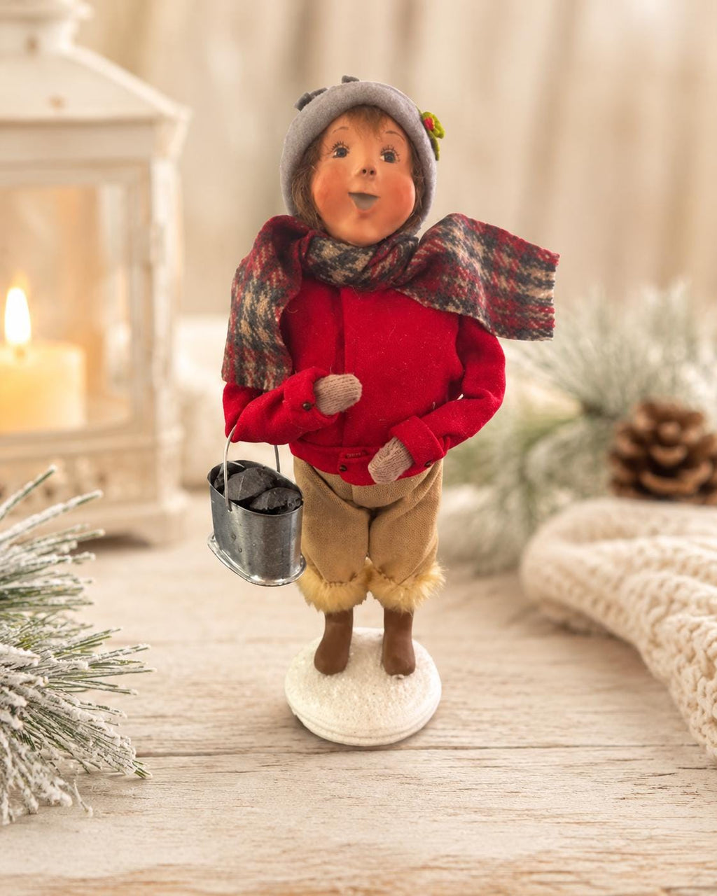 Byers Choice  Boy Caroler with Coal Bucket Christmas Figurine