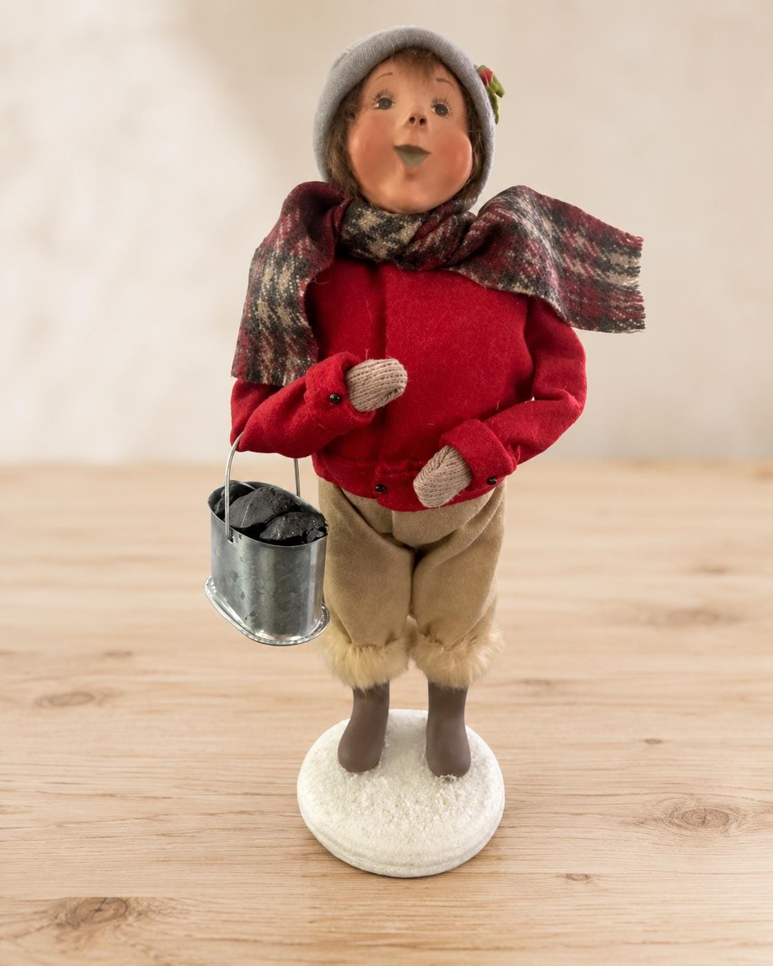 Byers Choice  Boy Caroler with Coal Bucket Christmas Figurine