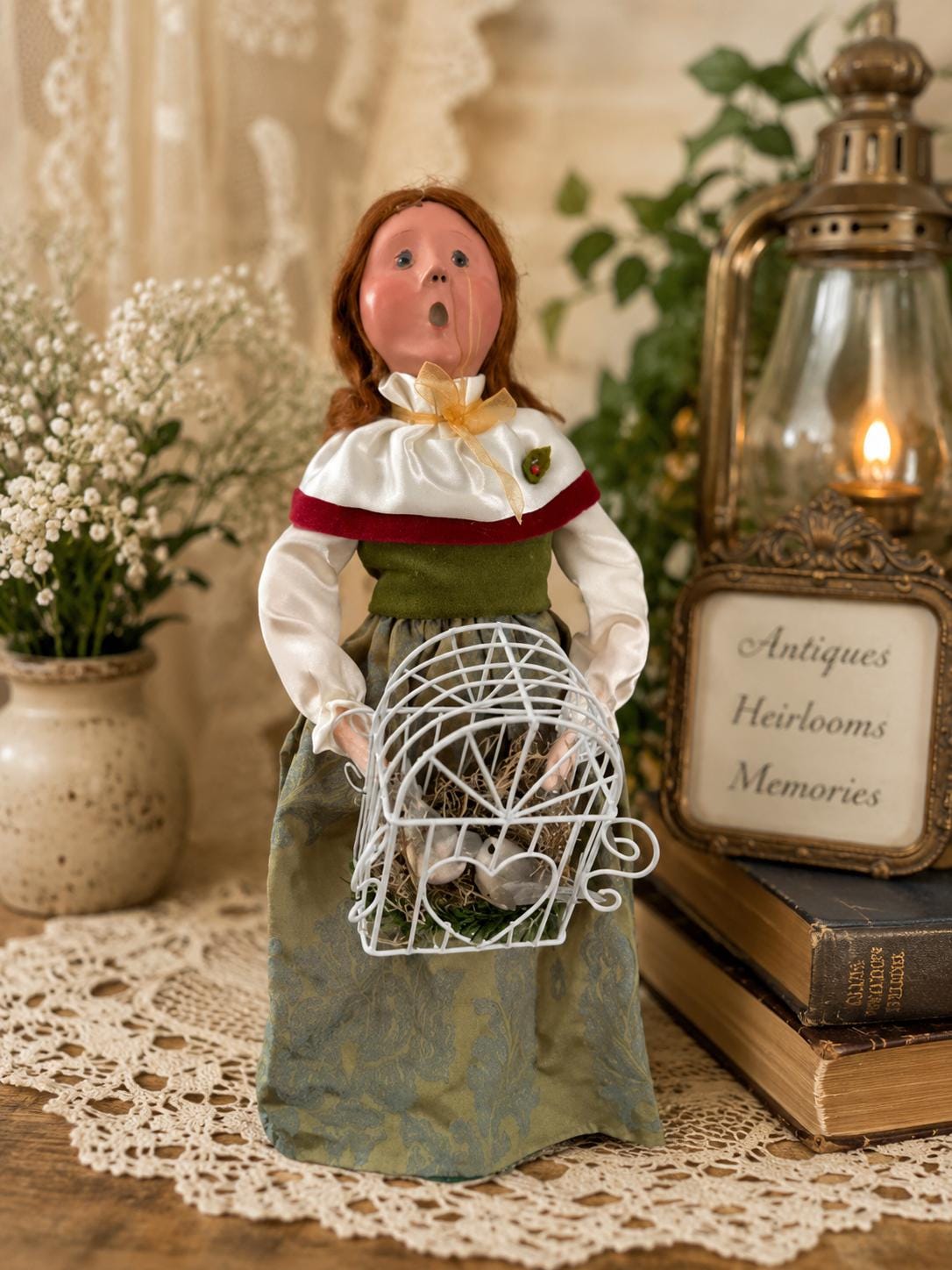 Byers Choice Two Turtle Doves Woman Caroler 12 Days Christmas