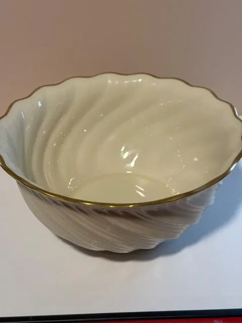 Vintage Lenox Richmond Swirl Bowl 24K Gold Trim Ivory Porcelain Made in USA