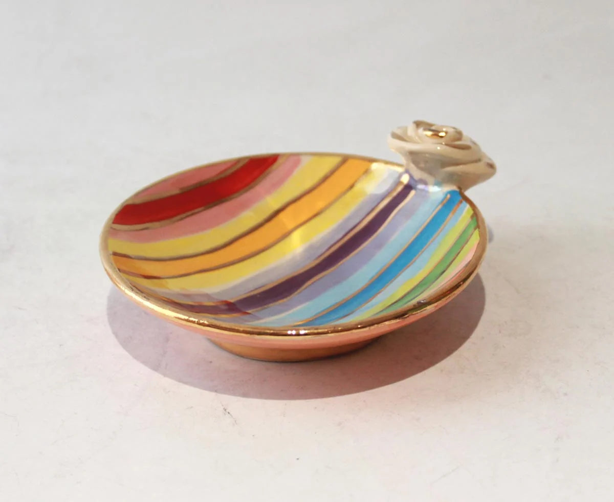Rose Saucer in Lustred Stripe