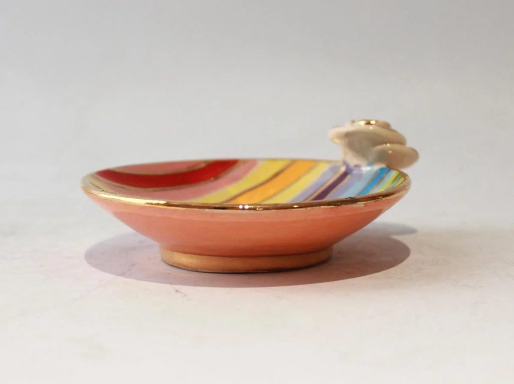 Rose Saucer in Lustred Stripe