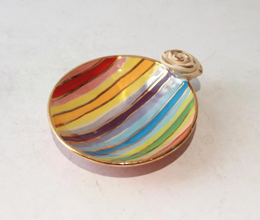 Rose Saucer in Lustred Stripe