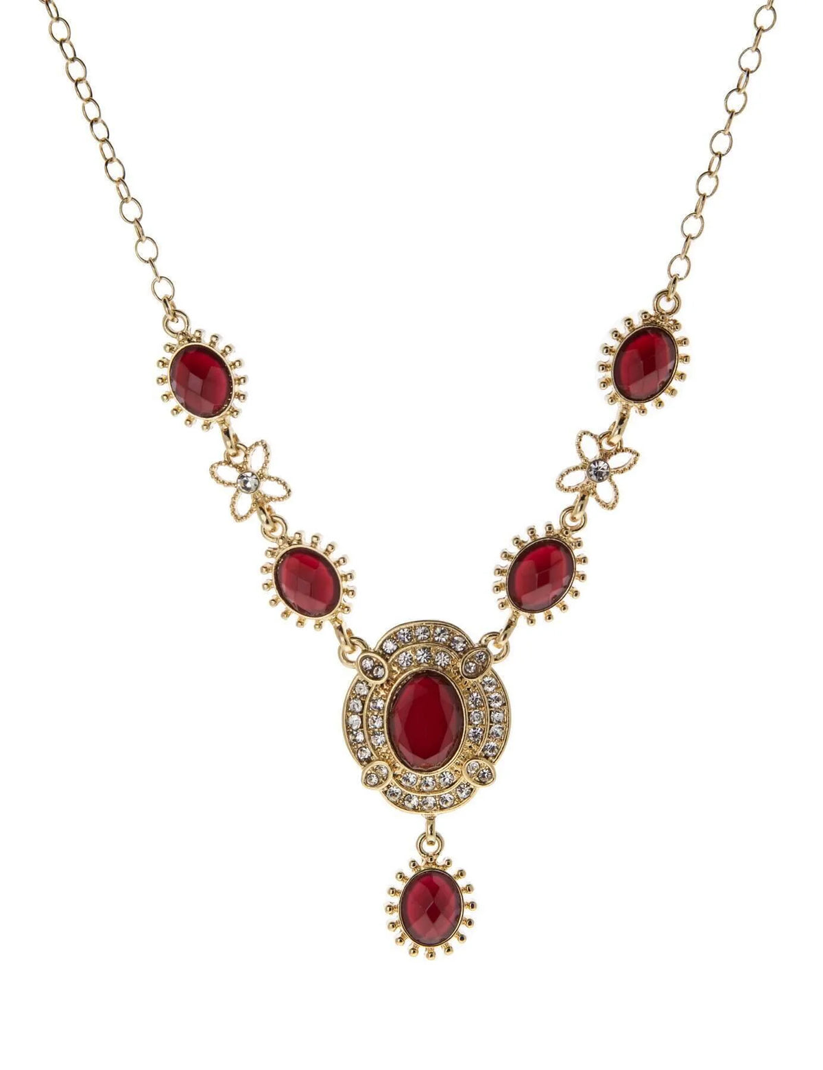 Sol Oval Stone Crystal Drop Necklace 16" + 3" Extender