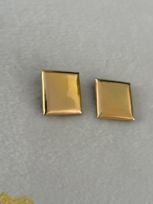 Napier Gold Tone Square Clip On Earrings Vintage Modernist 1.25"