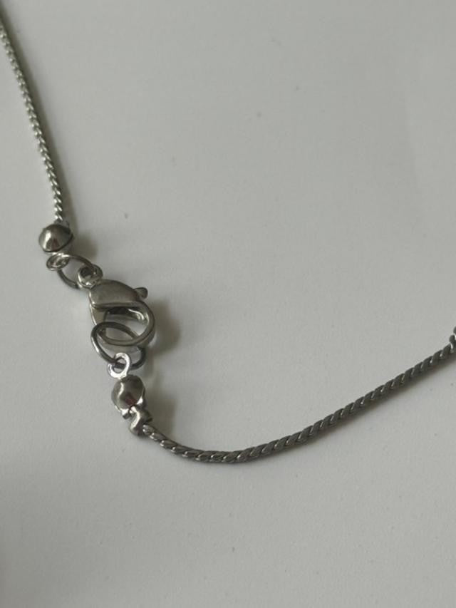 28” Oxidized Silver Tone Oval Bead Station Snake Chain Necklace