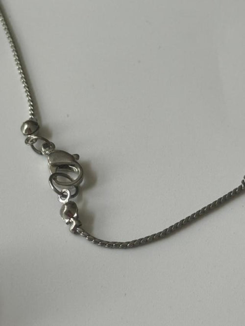 28” Oxidized Silver Tone Oval Bead Station Snake Chain Necklace
