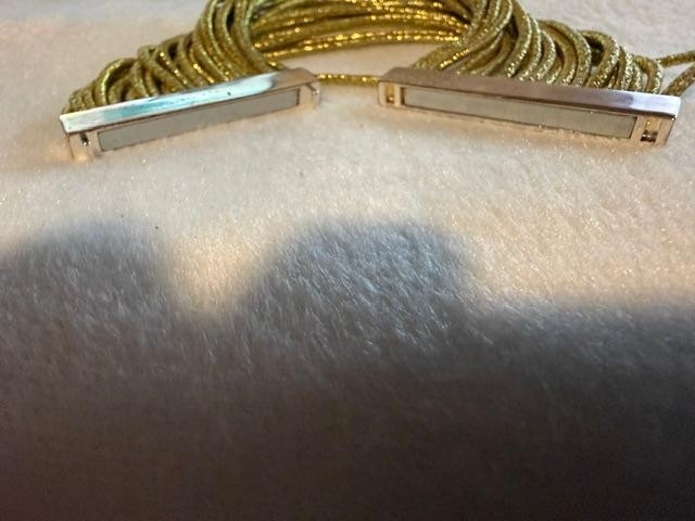 : Gold Metallic Multi-Strand Cord Cuff Bracelet Magnetic Clasp 7.5”
