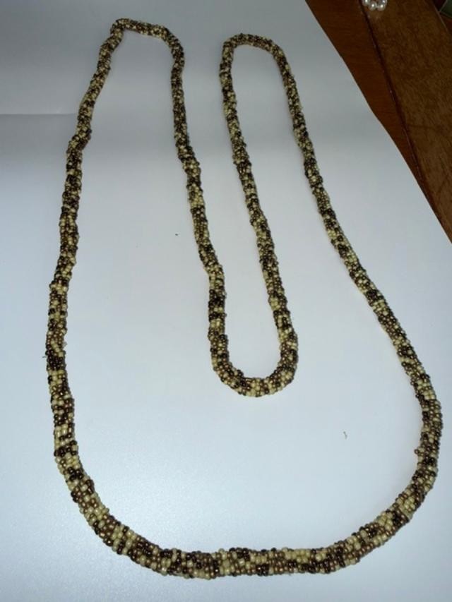 Vintage Seed Bead Rope Necklace 30" Endless Boho Earth Tone No Clasp