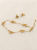 Avon Gold Tone Rhinestone Butterfly Anklet Bracelet Pierced Earrings Set