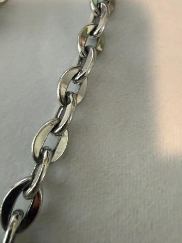 Chunky Silver Tone Oval Link Chain Statement Necklace 30” Unmarked