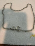 unbranded silver-tone flat curb-link chain necklace with two open charms