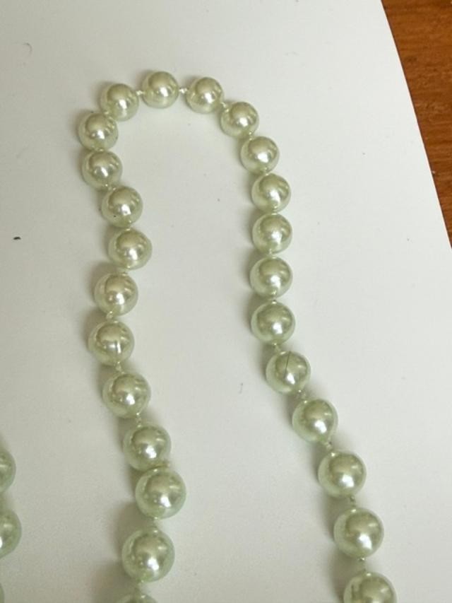 Pale Green Faux Pearl Necklace Bracelet Set Lot Seafoam Costume Jewelry
