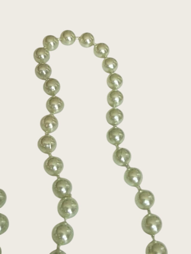 Pale Green Faux Pearl Necklace Bracelet Set Lot Seafoam Costume Jewelry