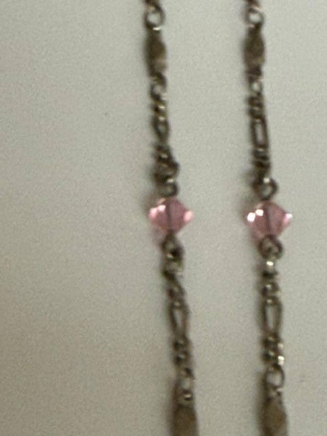 Vtg Pastel Pink Blue Rhinestone Magnifying Glass Jewelry Loupe Pendant Necklace