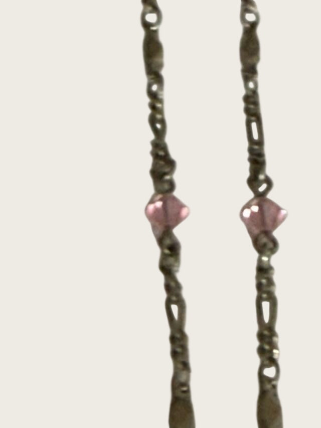 Vtg Pastel Pink Blue Rhinestone Magnifying Glass Jewelry Loupe Pendant Necklace