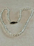 Vintage Clear Faceted Glass Crystal Bead Choker Necklace 15" Filigree Clasp