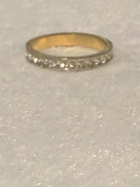 Gold Tone Clear Rhinestone Eternity Band Ring Size 5 Petite Stackable
