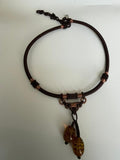 Unbranded Lampwork Glass Bead Dangle Cord Necklace Chinese Knot Boho Artisan