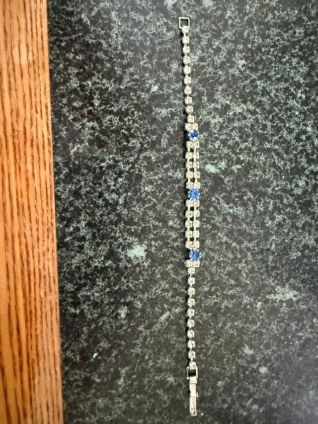 Rhinestone Bracelet with Blue and Clear Stones