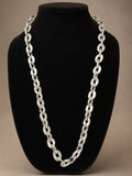 Chunky Silver Tone Oval Link Chain Statement Necklace 30” Unmarked