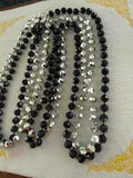 26" continuous loop / no clasp, lightweight plastic faceted bead necklace in bla