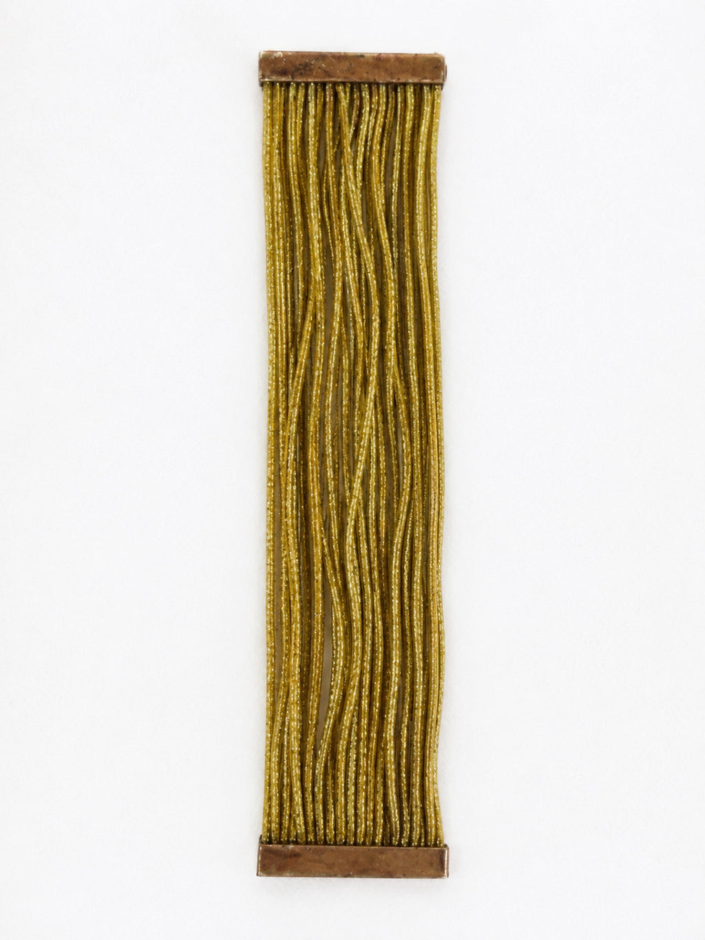 : Gold Metallic Multi-Strand Cord Cuff Bracelet Magnetic Clasp 7.5”