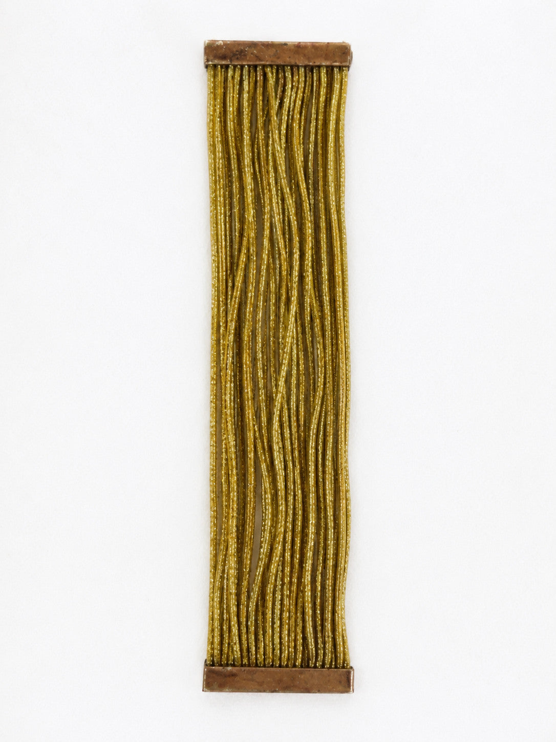 : Gold Metallic Multi-Strand Cord Cuff Bracelet Magnetic Clasp 7.5”