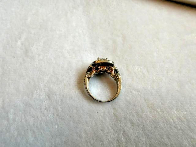 Silver Tone Clear Rhinestone Cushion Halo Split Shank Ring Size 8