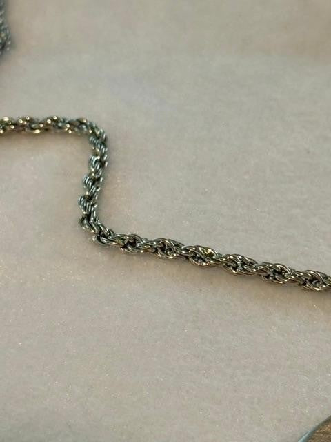 Silver Tone Five Heart Cluster Pendant Rope Chain Necklace 30 Inch
