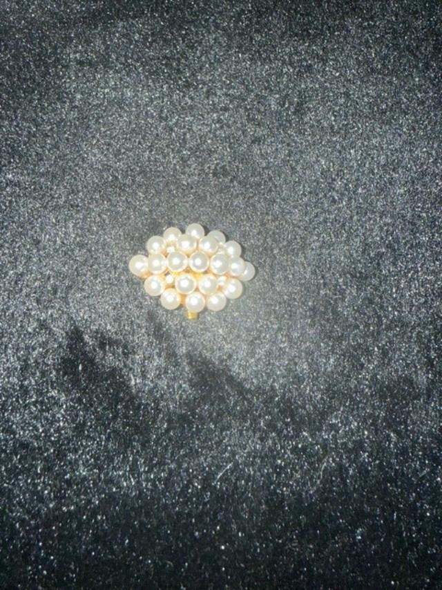 Faux Pearl Cluster Ring Gold Tone 1 Inch Statement Costume Jewelry