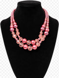 mulistrand pink bead necklace