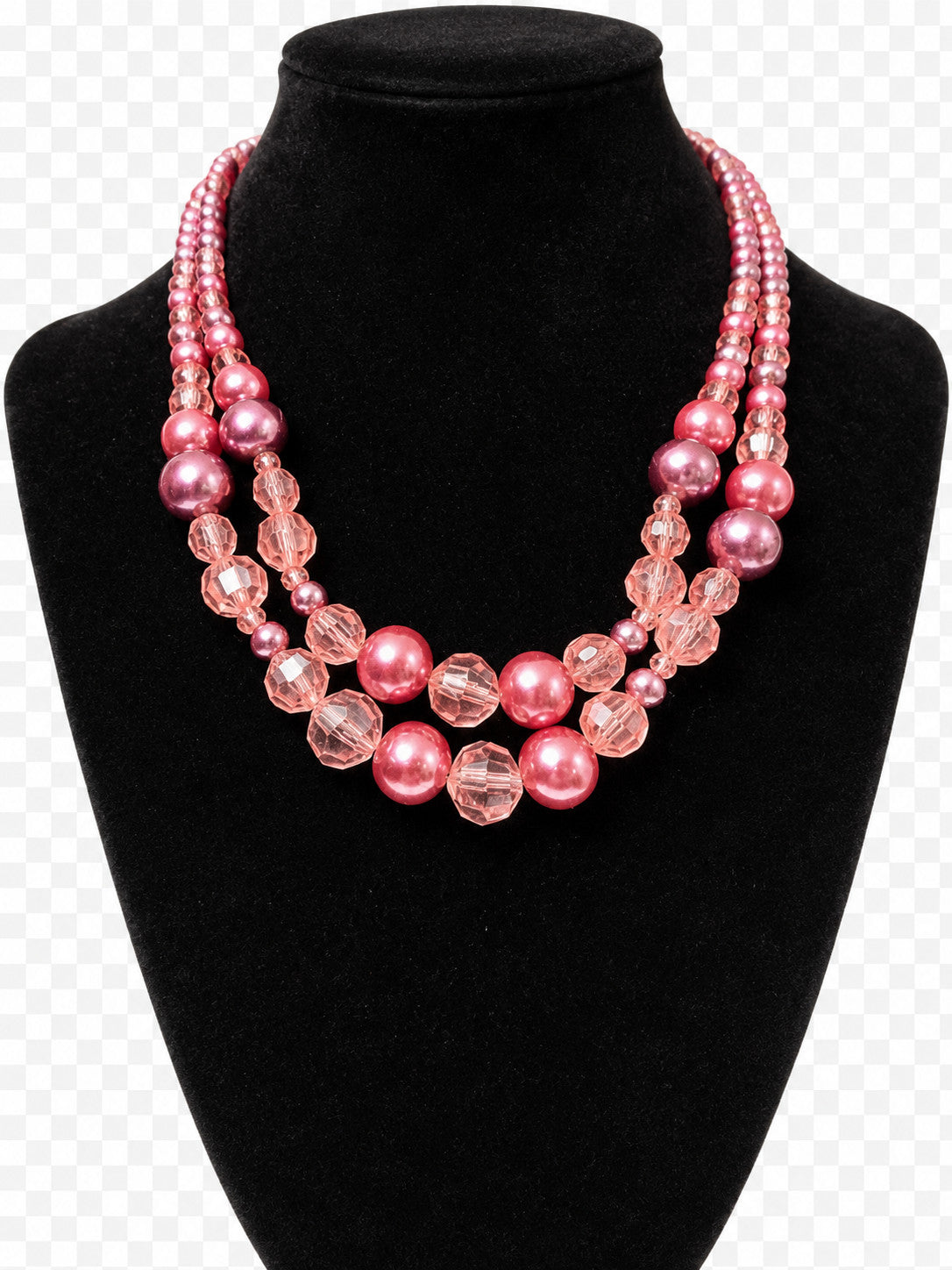 mulistrand pink bead necklace