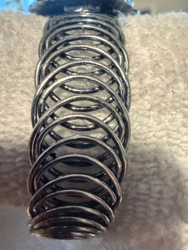 Vintage Silver Tone Black Cabochon Wide Cage Cuff Bracelet Openwork Statement