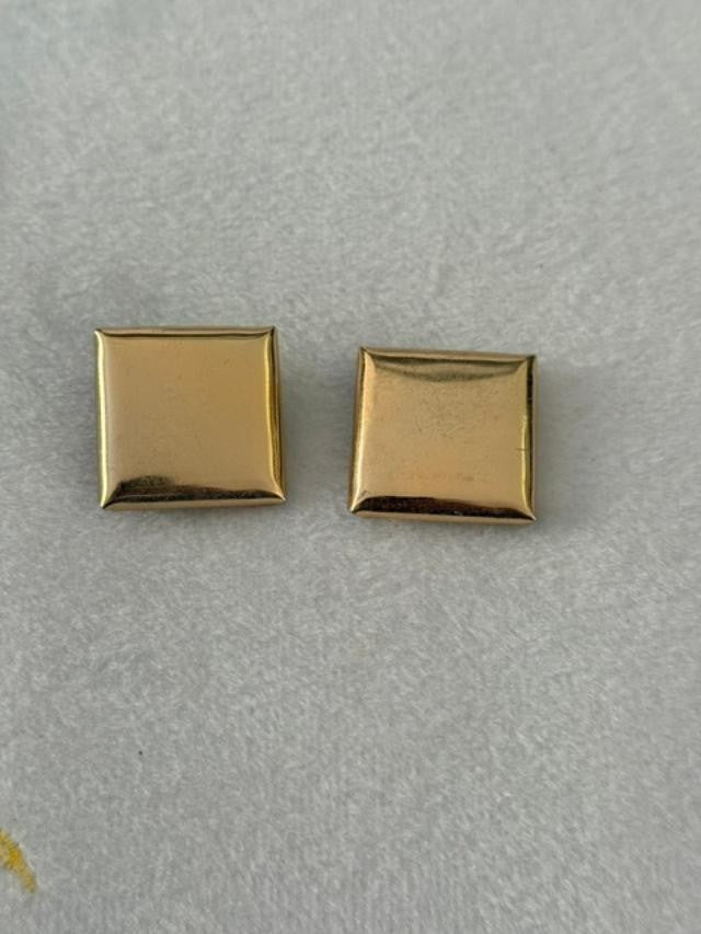 Napier Gold Tone Square Clip On Earrings Vintage Modernist 1.25"