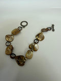8" Brown Mother of Pearl Shell Nugget Smoky Glass Bead Toggle Bracelet