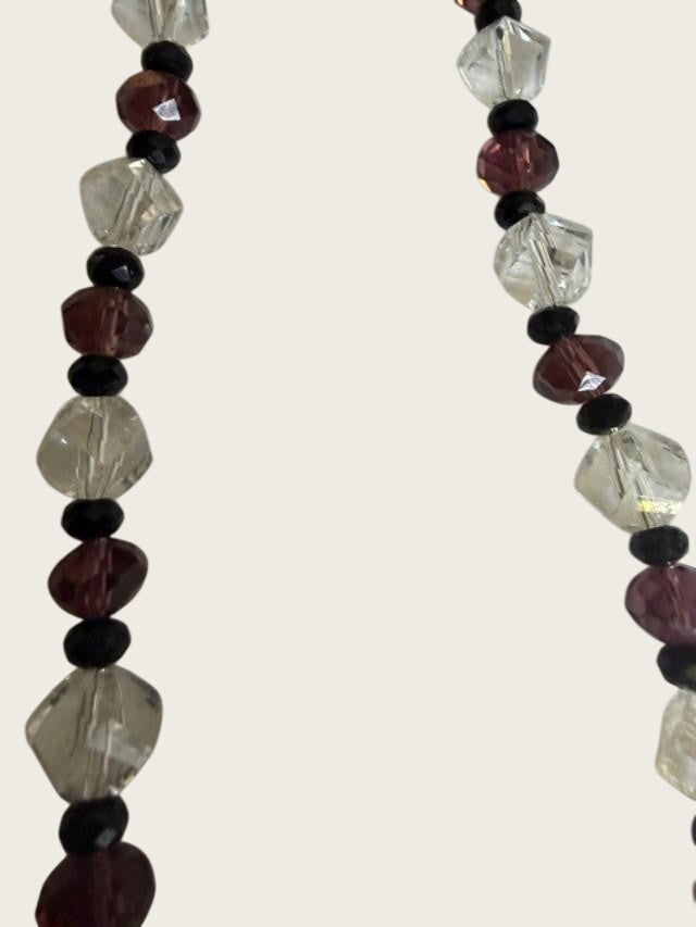 Vintage Faceted Purple and Clear Glass Necklace.  18"