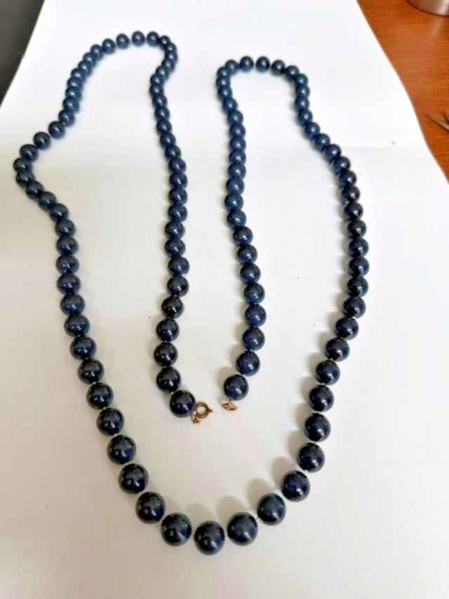 Beaded Necklace deep Navy Blue 56"