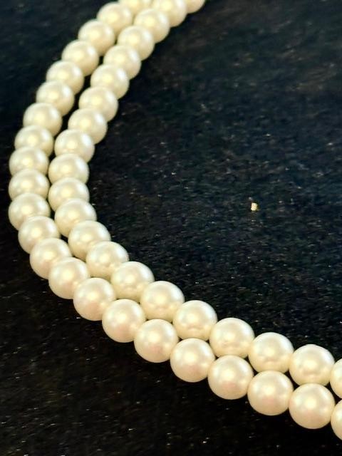 Vintage Sarah Coventry Double Strand Faux Pearl Necklace 22 Inch 8mm Signed