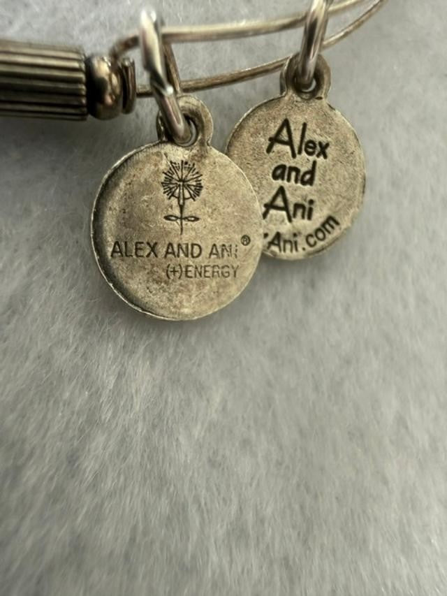Alex and Ani Blue Beaded Adjustable Wire Bangle Bracelet Made in USA