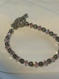 Purple $ Clear Crystal Bead Toggle Clasp Bracelet