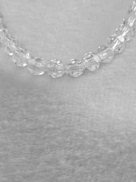 Vintage Clear Faceted Glass Crystal Bead Choker Necklace 15" Filigree Clasp